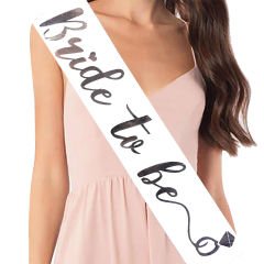 Beyaz Üzeri Parlak Gümüş Renk Yazılı Bekarlığa Veda Bride To Be Gelin Kuşağı
