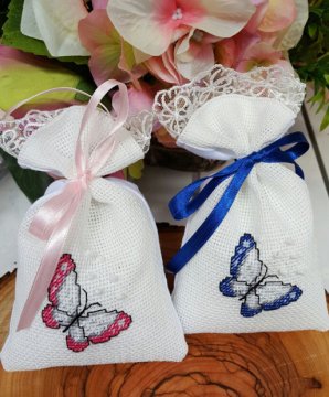 Süslü , Etamin İşlemeli Lavantalı Kese 1 Ad./Paket