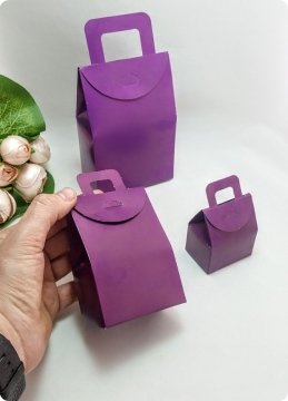 50 Li Selefonlu Karton Mini Toptan Çanta (Mor)