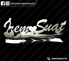 Tüy üzeri isme özel pleksi isimlik (45*18) GUMUS