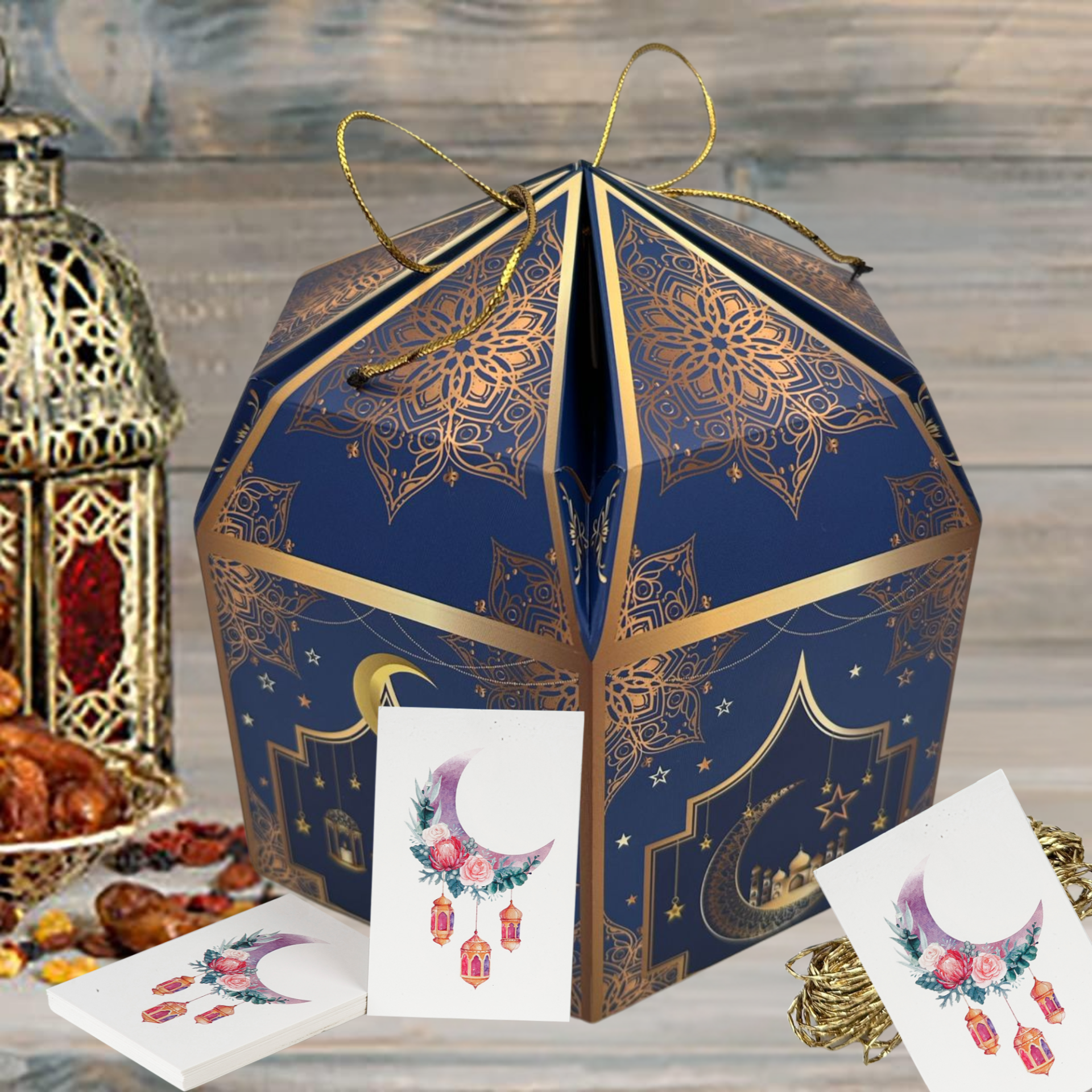 Ramazan Hilal, Fener Temalı Hediye ve Tebrik Kartı, Ambalaj ve Paketleme Etiketi, 7x11 Cm, 25 Adet