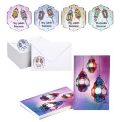 Hoş Geldin Ramazan Yazılı Sticker, Fener Temalı Hediye, Ambalaj Paketleme Etiketi, 3.5x3 Cm, 32 Adet