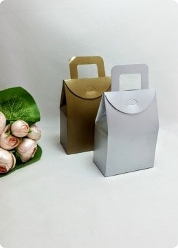 50 Li Selefonlu Karton Minik Çanta (Gümüş)
