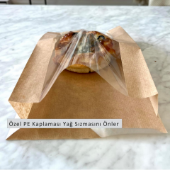 Kraft Şamua Pencereli Kese Kağıdı, Körüklü, V Tabanlı Doğal Ambalaj Poşeti, Hediyelik, Gıda, Butik Paketleme