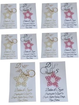 20 Li İncili Yıldız Anahtarlık Hediyelik PEMBE