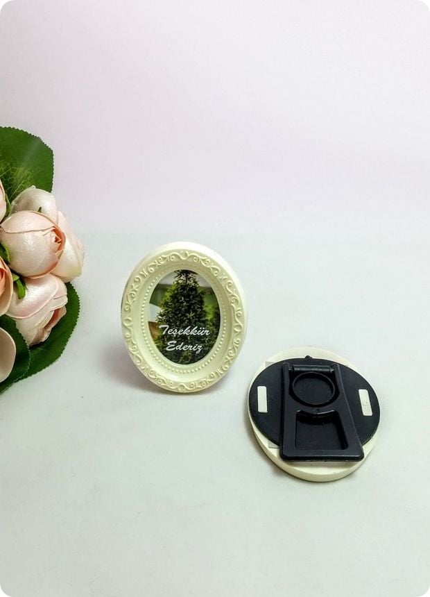 10 Lu Polyester Oval İşlemeli Çerçeve KREM