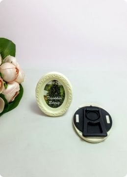10 Lu Polyester Oval İşlemeli Çerçeve KREM