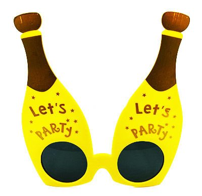 Let's Party Yazılı Şişe Parti Gözlük Sarı Renk 16X14 cm