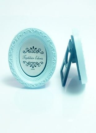 10 lu Polyester Oval İşlemeli Çerçeve MAVİ