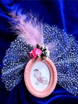 10 lu Polyester Oval İşlemeli Çerçeve MAVİ