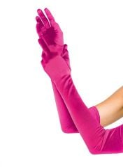 Pembe Renk Ekstra Lüks Parlak Uzun Boy Saten Eldiven-530