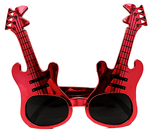 Kırmızı Renk Rockn Roll Gitar Şekilli Parti Gözlüğü 15x15 cm