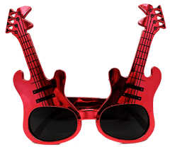 Kırmızı Renk Rockn Roll Gitar Şekilli Parti Gözlüğü 15x15 cm