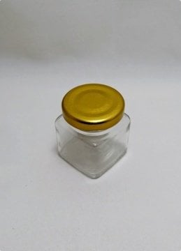 100 Lü Kare Cam Şişe/Kavanoz Altın Kapak