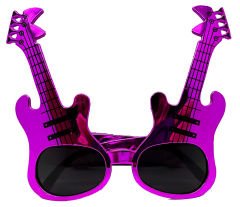 Fuşya Renk Rockn Roll Gitar Şekilli Parti Gözlüğü 15x15 cm