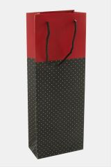 25'li 10x25 cm Bileklik Karton Çanta (Ust Kırmızı alt Siyah Puanlı)