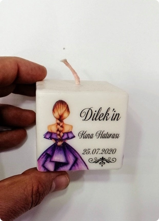 Baskılı Kare Mum (5,5*5,5 cm)