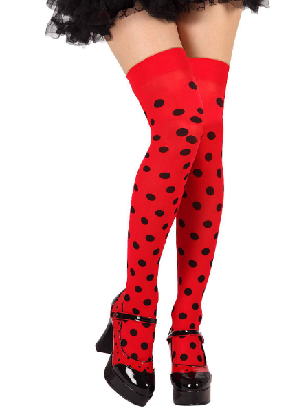 Kırmızı Üzeri Siyah Puantiyeli Halloween Partisi Çorabı 1 Çift