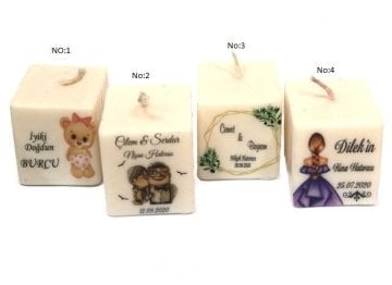 Baskılı Kare Mum (5,5*5,5 cm)