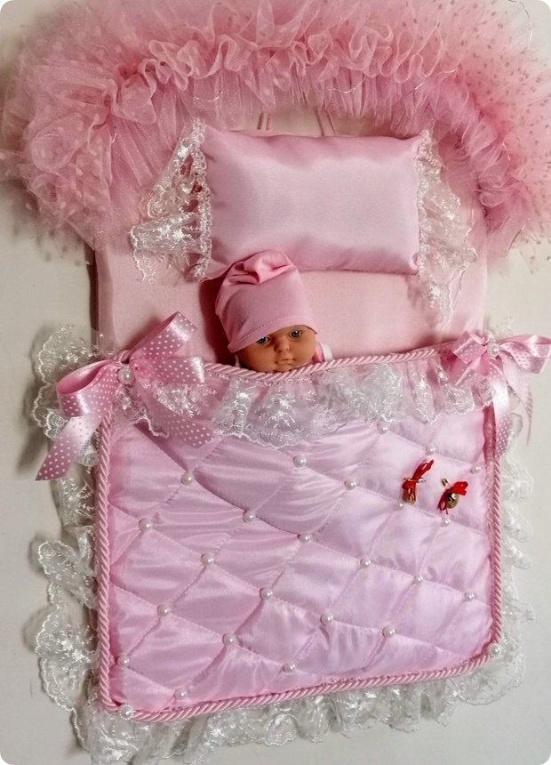 Işıklı uyuyan bebek kapı süsü MAVİ