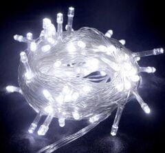 10m 100 Led Boncuk Lamba Beyaz Işık Şeffaf Kablo MZ-18-11