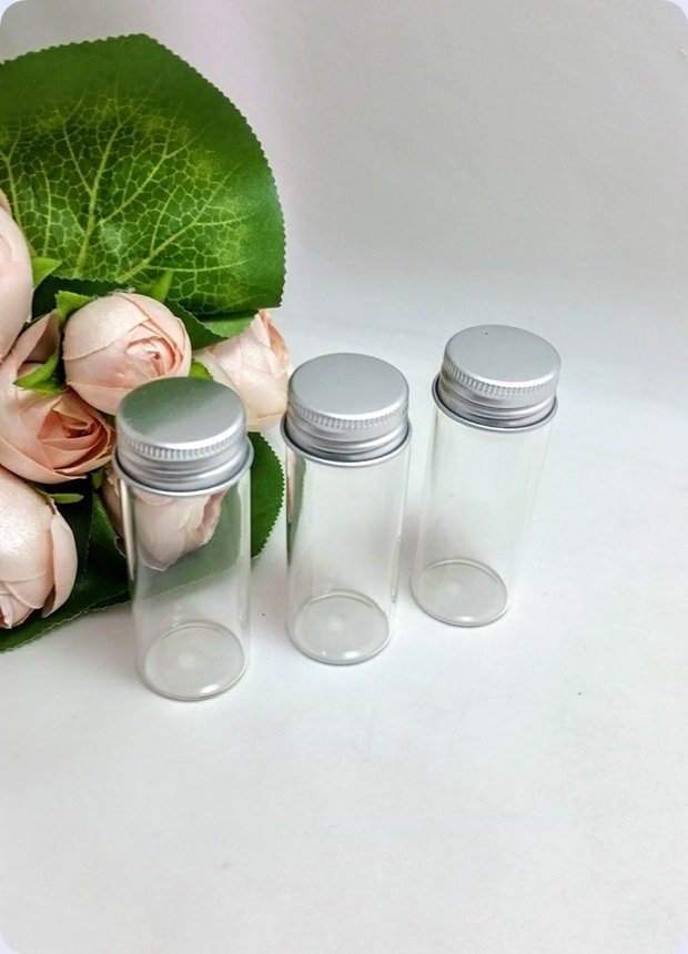 1 Paket Tüp Cam Şişe Aluminyum Çevir Kapak Gümüş 6-8-12 cm