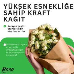 Kraft Rulo Ambalaj Kağıdı, Çeyiz, Koli, Hediye Paketleme, Çiçek Buket, DIY Kağıdı, 80g, 120cm x 50m