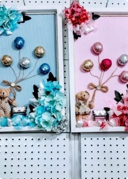 Süslü Ahşap Dikdörtgen Balonlu Ayıcıklı Bebek Hastane Odası Kapı Süsü