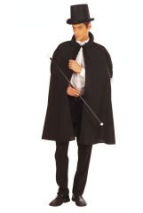 Siyah Sihirbaz Pelerini 120 cm ve Sihirbaz Şapkası 12 cm Yetişkin Boy