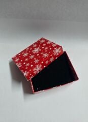 30 Lu (8x6x3 Cm) Süngerli Kar Taneli Kırmızı Karton Takı Kutuları