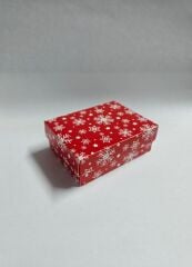 30 Lu (8x6x3 Cm) Süngerli Kar Taneli Kırmızı Karton Takı Kutuları