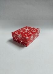 30 Lu (8x6x3 Cm) Süngerli Kar Taneli Kırmızı Karton Takı Kutuları