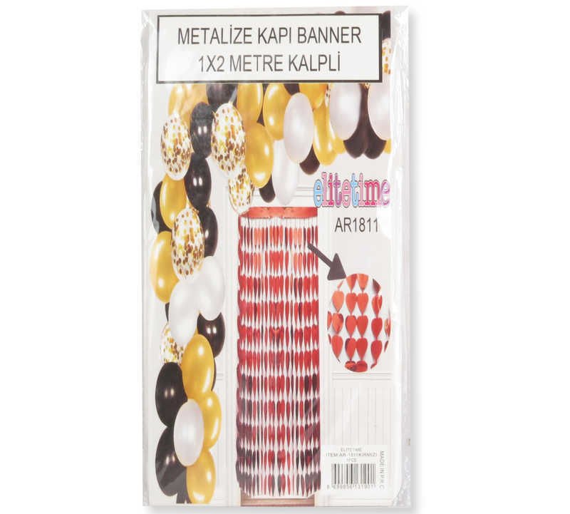 METALİZE FON SÜSÜ KALPLİ KIRMIZI PK:1-KL:200