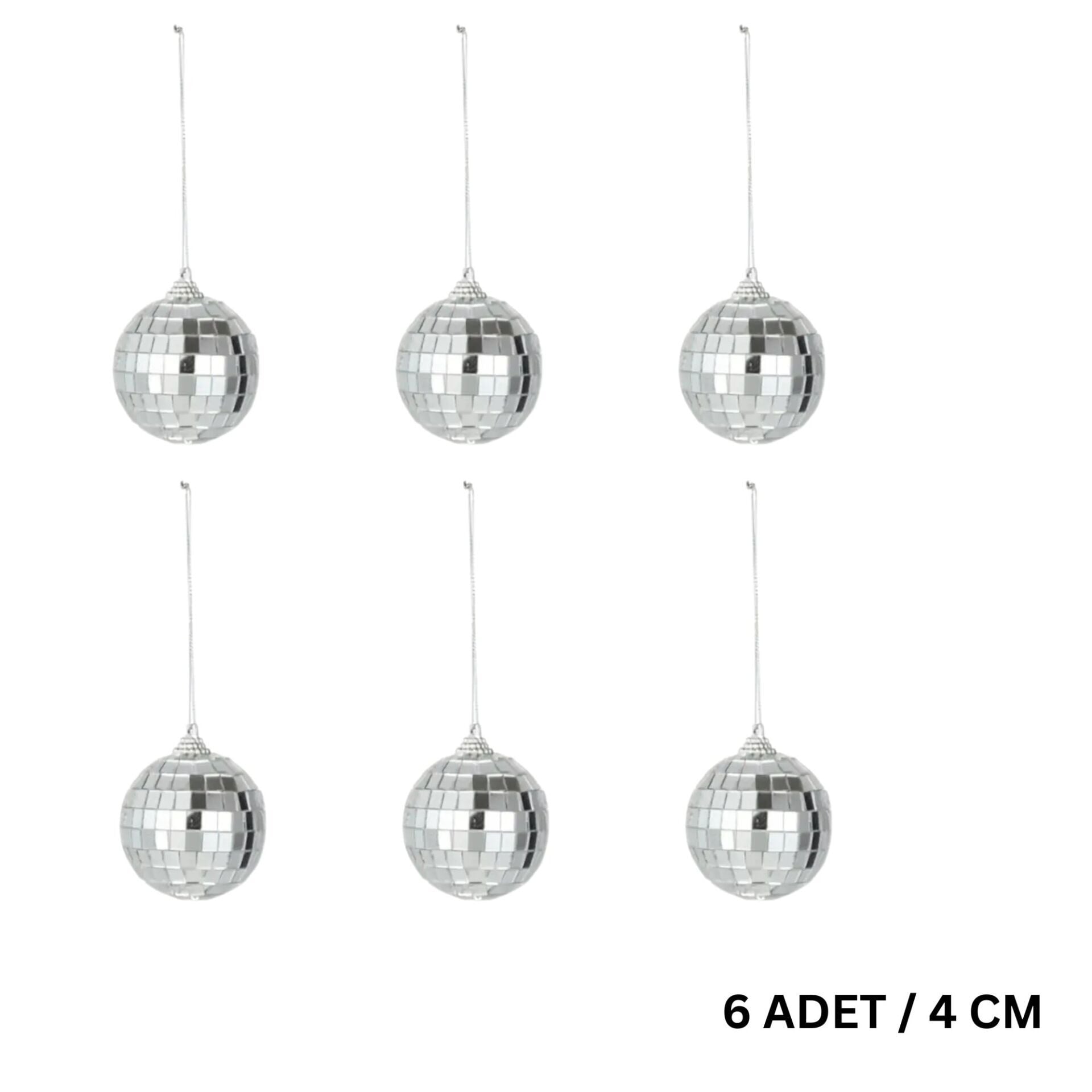Disko Topu Seti, 4 Cm - 6 Adet, Mini Aynalı Disco Topu, Ağaç Süsü, Pasta Dekoru, Parti Aksesuarı