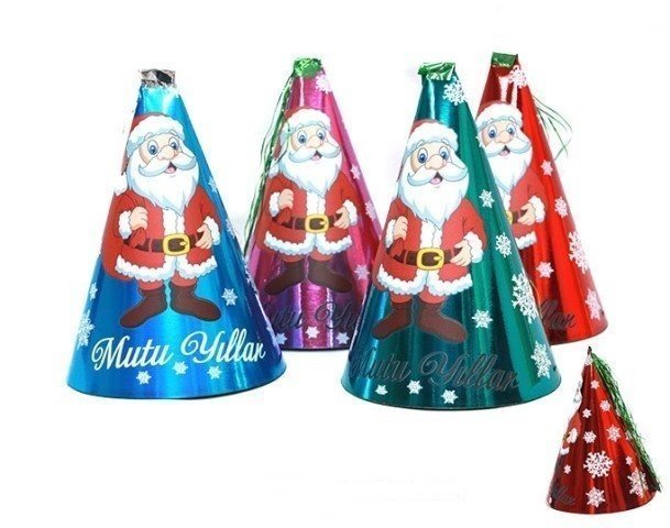 Noel Baba Baskılı Püsküllü Şapka