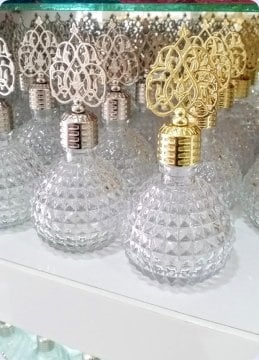12 li Metalize Pvc Tepelikli Kristalize Top Cam Kolonya Şişesi