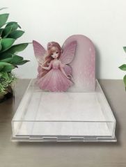 Peri kızı dekorlu Pleksi çikolata sunum kutusu