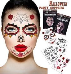 Geçici Yüz Dövmesi Güllü Örümcek Desenli