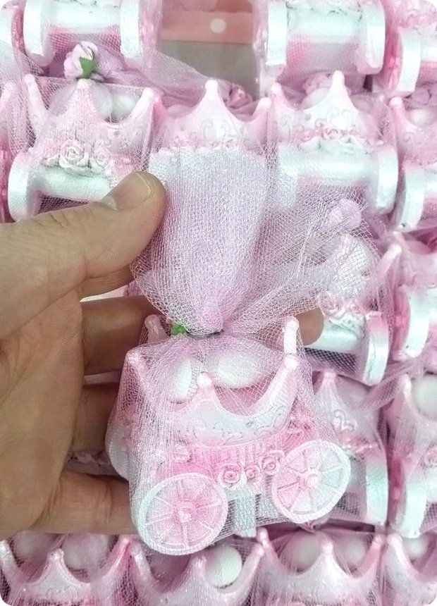 50 li Süslü Polyester Taç Araba Bebek Şekeri