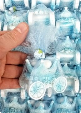 50 li Süslü Polyester Taç Araba Bebek Şekeri