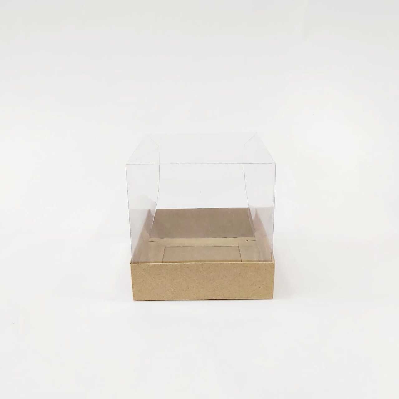 10x10x10 cm Altı Kraft Karton Üstü Asetat  Kutu Kraft - 10 Adet / Paket