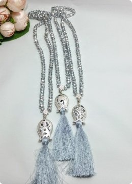 30 Adet Gümüş Kristal Cam, İmameli Tesbih 99 lu