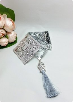 30 Adet Gümüş Kristal Cam, İmameli Tesbih 99 lu