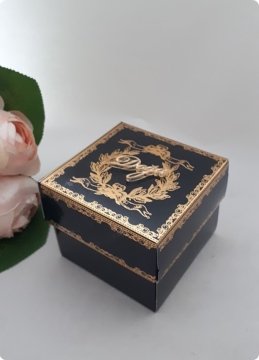 20 li 8x8x6 Cm Varak Baskılı Karton Siyah Kutu