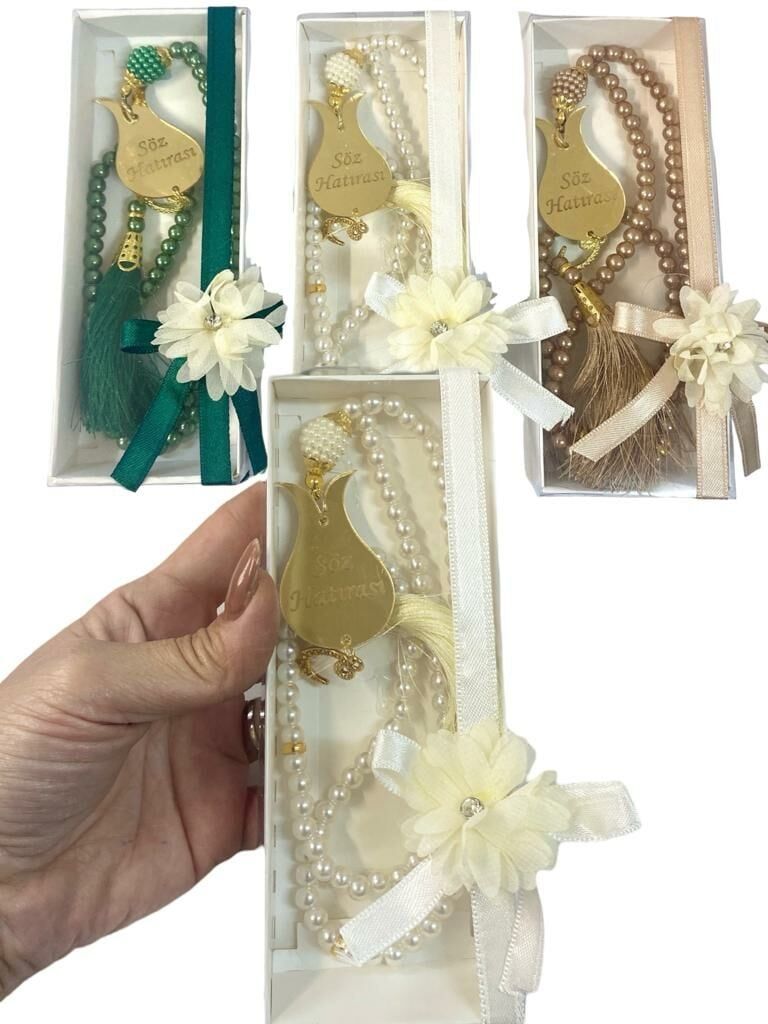 Kutuda İsme Özel Tesbih Hediyelik(20 adet) YESIL