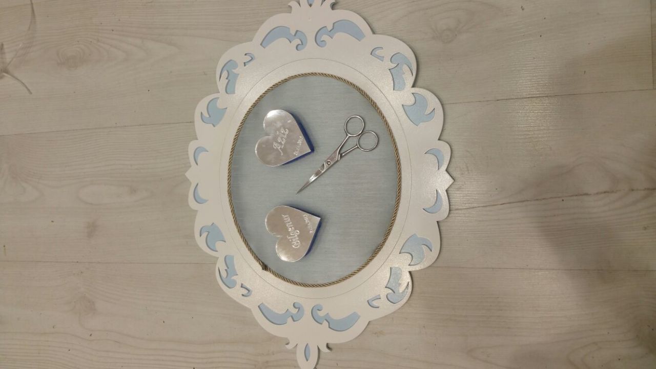 Ahşap ,Kumaş Kaplı Söz, Nişan Tepsisi & Yüzük Yükselteç Seti