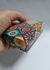 30 Lu (8x6x3 Cm) Süngerli Kilim Desenli Otantik Karton Takı Kutuları