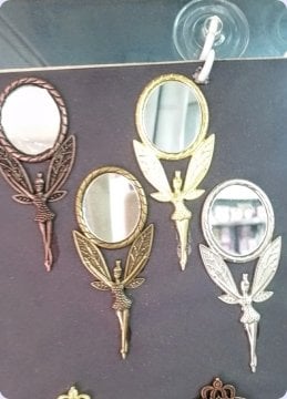 50 li Melek Metal Oval El Aynası Peri Kızı