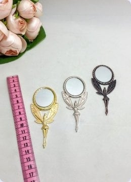 50 li Melek Metal Oval El Aynası Peri Kızı