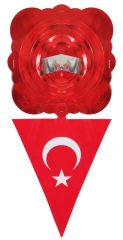 FLAMA TÜRK BAYRAĞI METALİZE UZAR SÜS 5 Lİ SET P12
